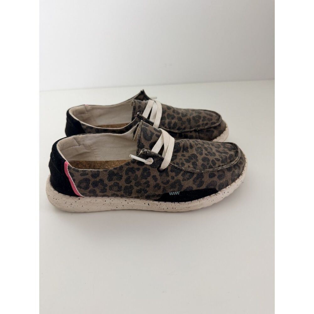 HEYDUDE Wendy Jungle Brown Womens 7 Leopard Canvas Slip On Loafers EU 38 - Picture 7 of 9